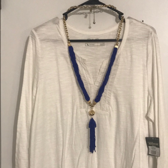 RARE!!! SALE! Lilly cobalt beaded tassel necklace
